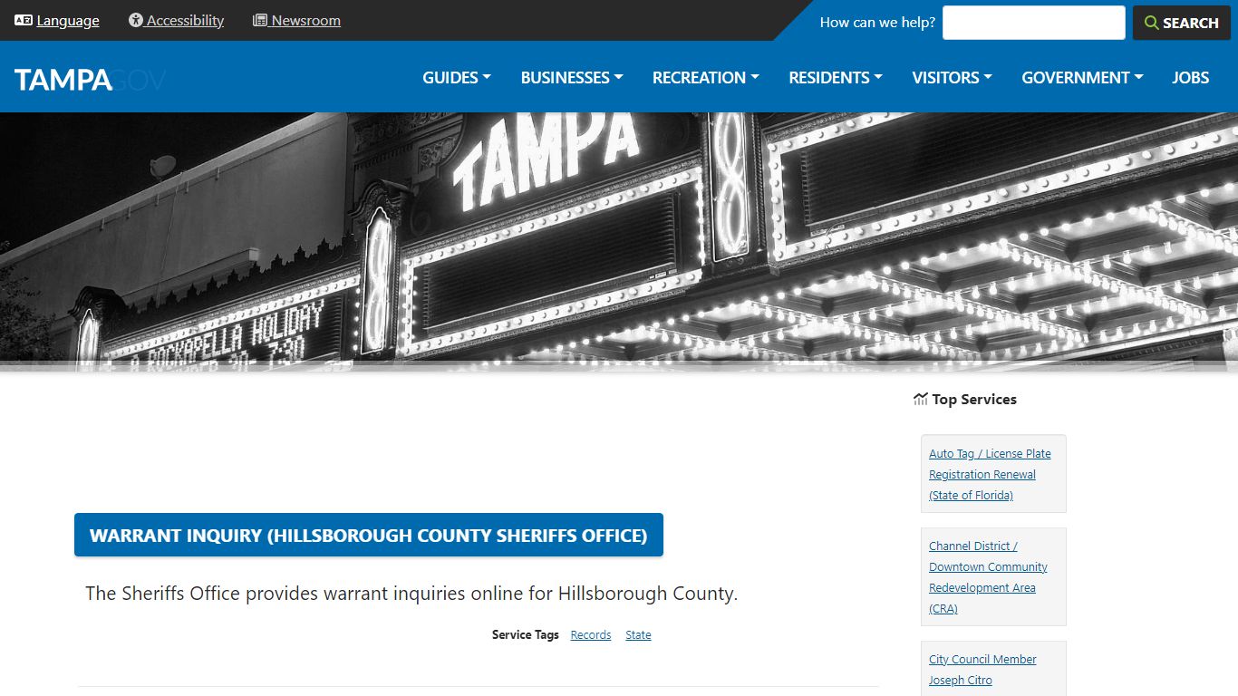 Warrant Inquiry (Hillsborough County Sheriffs Office)